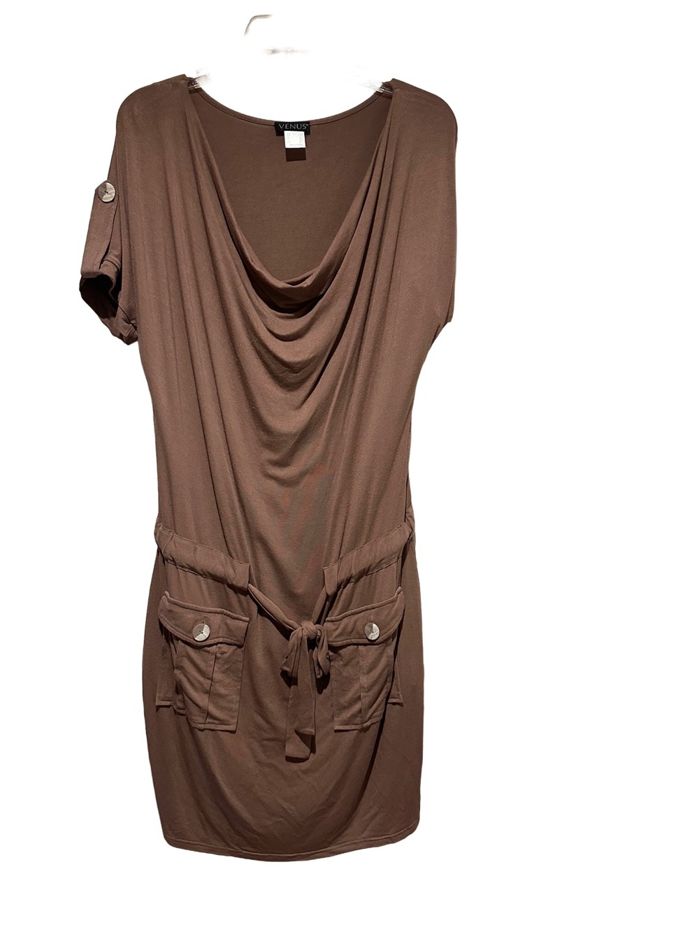VENUS Taupe Draped Cowl Neck Top